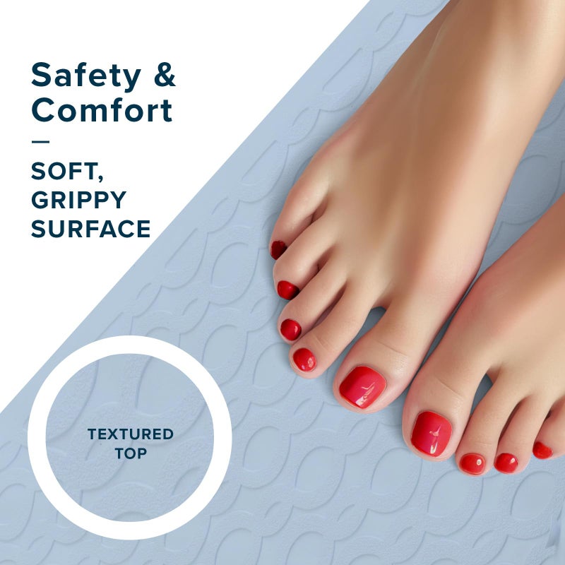 SlipX Solutions Durable Large Rubber Safety Mat 27 x 15, Feel Safe and Surefooted in Your Bath or Shower, Extra Grippy Surface Texture and Over 200 Power Grip Suction Cups, Machine Washable, Gray - Image 5